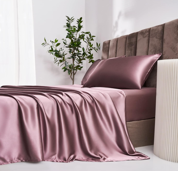 Conjunto de Cama - Lençóis de Cetim de 4 Peças Cor Malva - Tamanhos  Variados ✅PRONTA ENTREGA