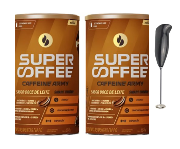 Kit&#x20;2&#x20;Caffe&#x00ED;na&#x20;Army&#x20;SuperCoffee&#x20;Doce&#x20;de&#x20;Leite&#x20;&#x2B;&#x20;Mini&#x20;mixer&#x20;&#x2705;PRONTA&#x20;ENTREGA