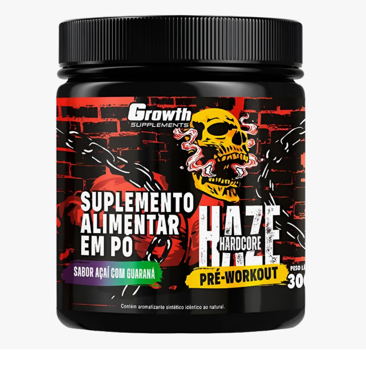Growth Haze Hard Core Pré-treino 300g Sabor Açaí/Guaraná