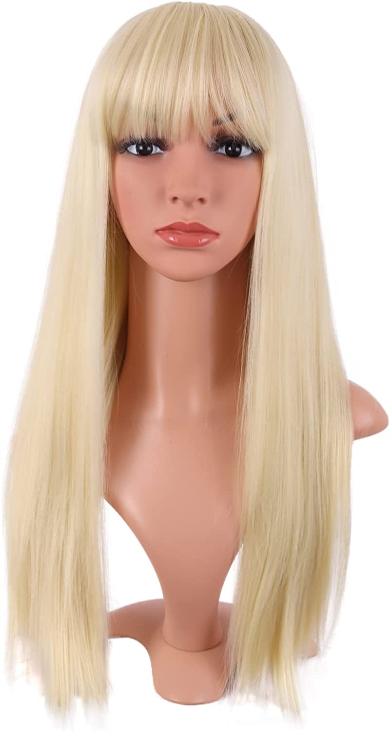 Peruca com Franja Aparência Natural Feita Kanekalon 56 cm