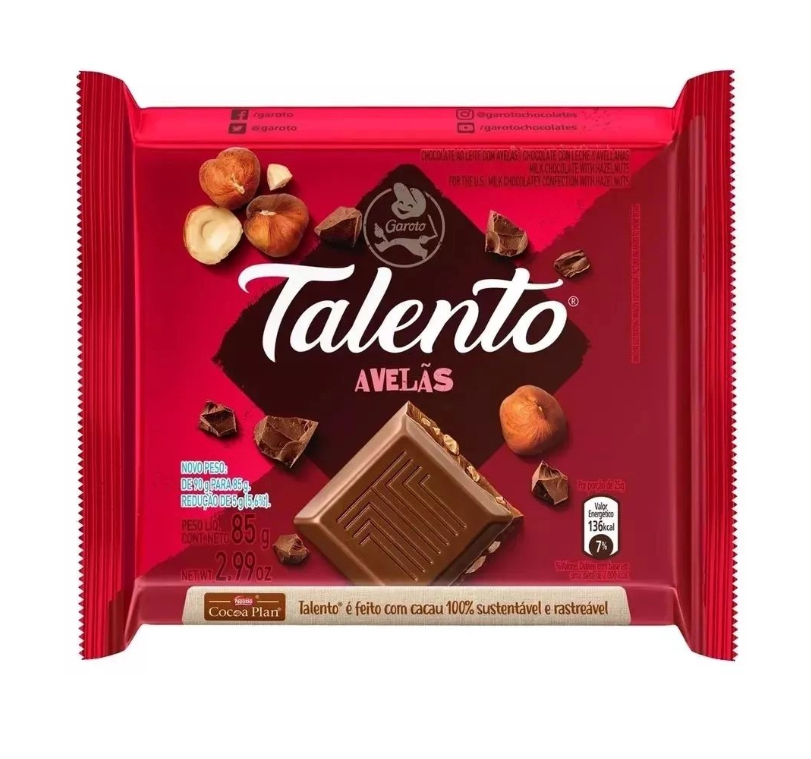 Chocolate&#x20;Talento&#x20;ao&#x20;Leite&#x20;com&#x20;Avel&#x00E3;s&#x20;Garoto&#x20;-&#x20;85g