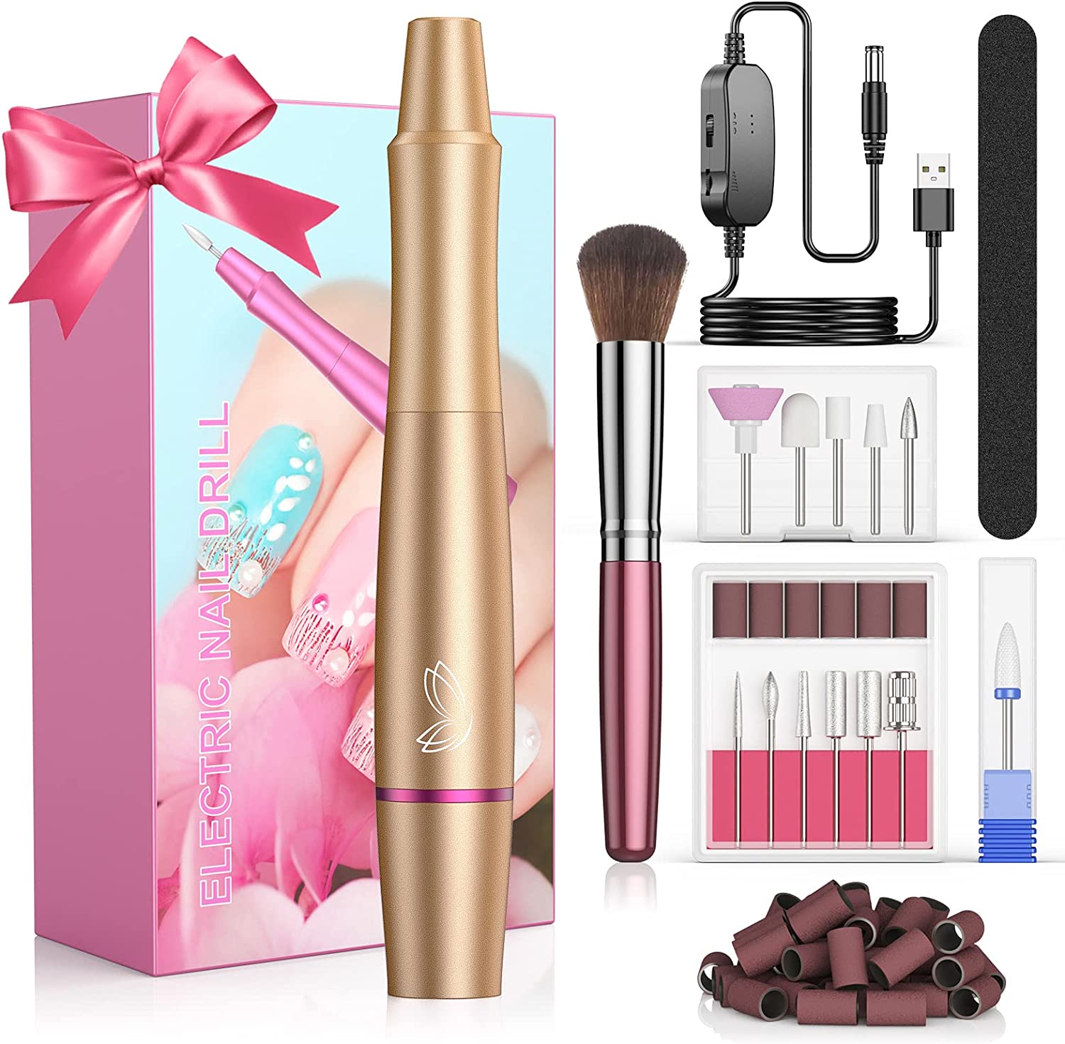 Broca Profissional Manicure Pedicure + Acessórios Dourado
