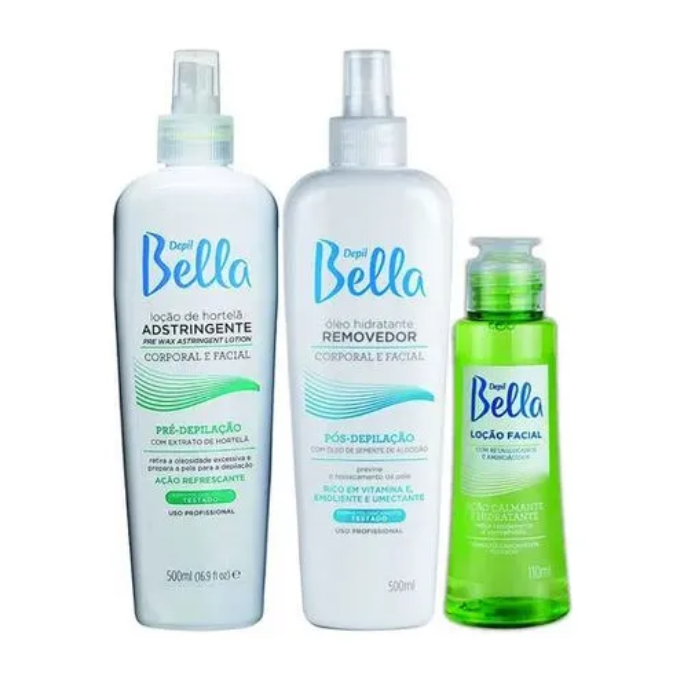 Kit Pré E Pós Depil Bella Depilação 500ml + Loção Facial
