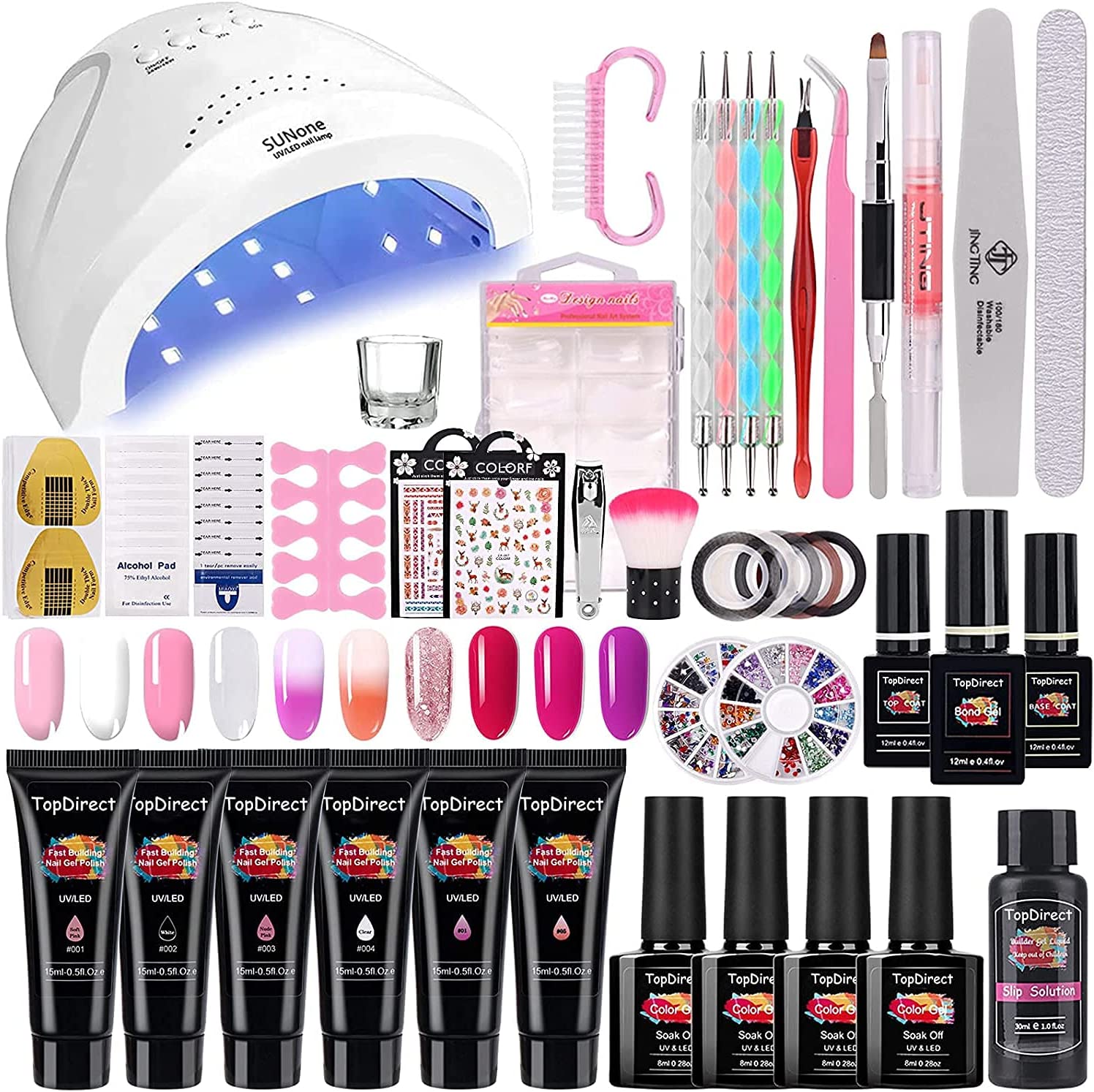 Kit Unhas Gel + Polygel 10 Cores + Catalisador + 100 Unhas e Muito Mais