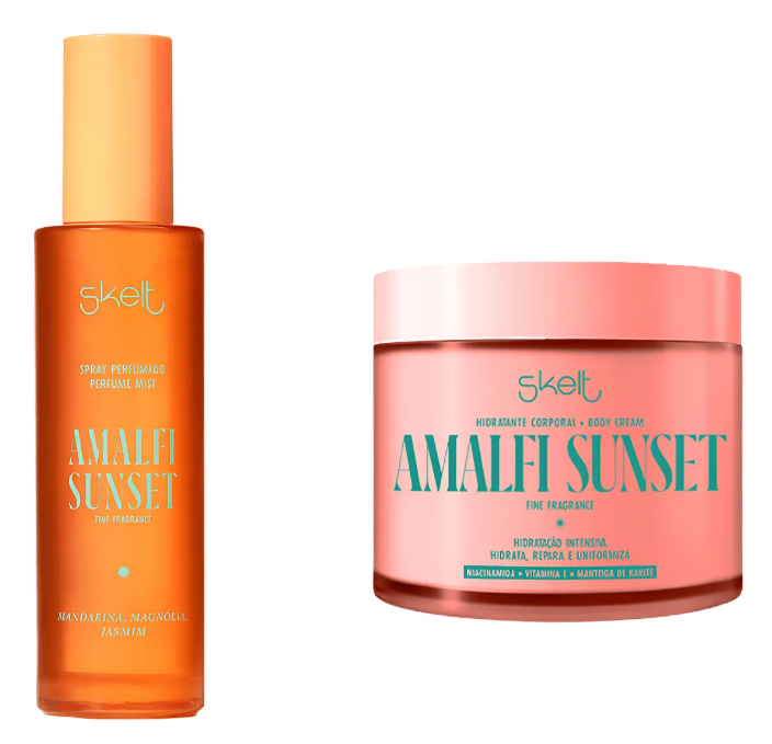 kit Amalfi Sunset Creme Corporal e Perfume Mist Body Splash Skelt
