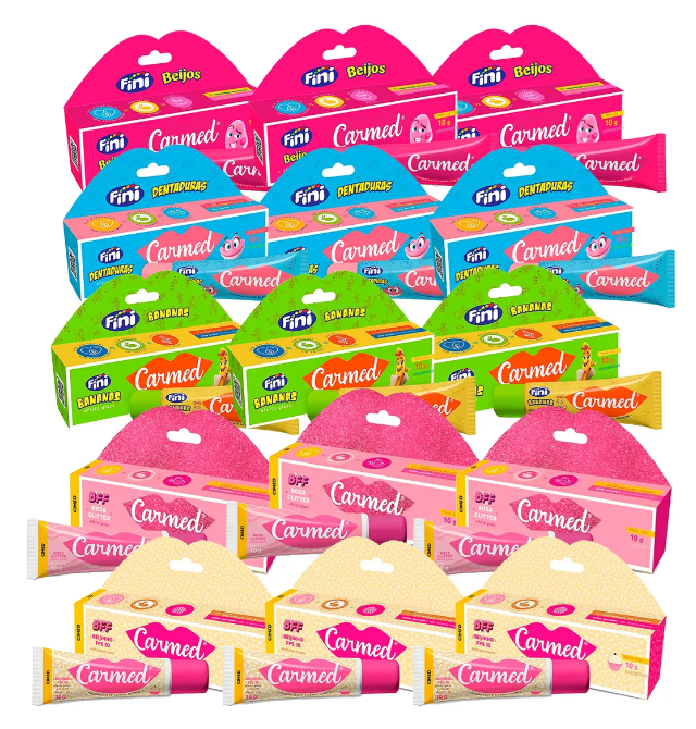 Kit 15 Unidades Hidratante Labial Carmed Fini Banana/beijos/ - ✅PRONTA ENTREGA