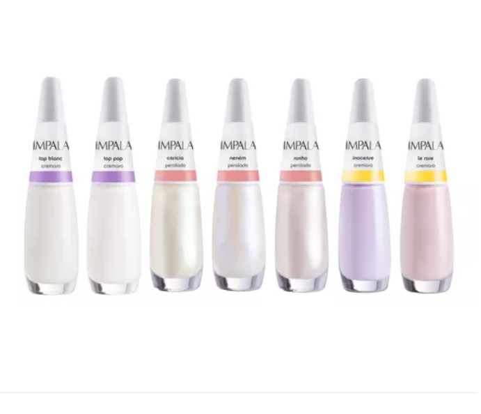 Kit Esmalte Impala Manicure 7 Cores Claras Peroladas