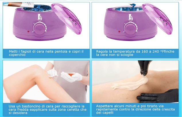 Kit Depilação Panela de Cera + 4 Ceras + 10 Espátulas