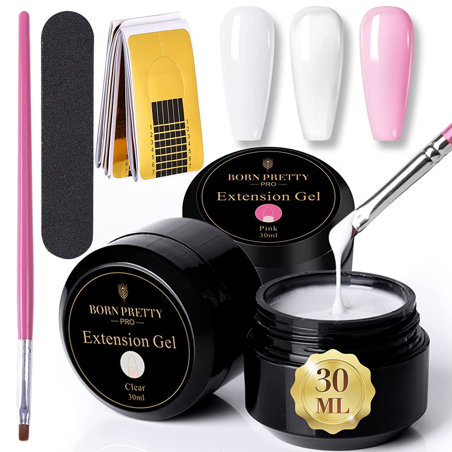 Kit Gel de Construção Branco Transparente Rosa