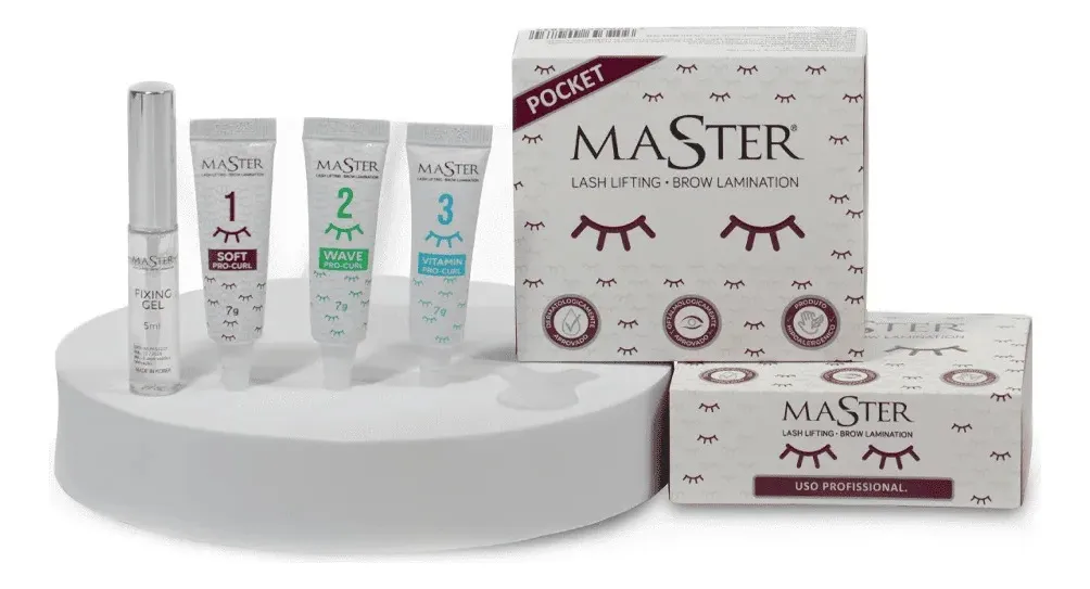 Kit MASTER Lash Lifting e Brow Lamination com tubos e caixa branca