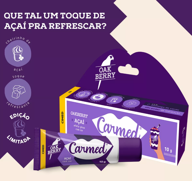 Carmed Açaí Efeito Gloss Oakberry Orgânico ✅PRONTA ENTREGA