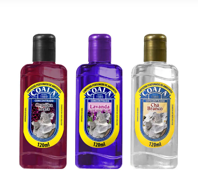 Kit  3 Limpadores Perfumados de Ambientes Coala - Orquídea Negra, Lavanda, Chá Branco