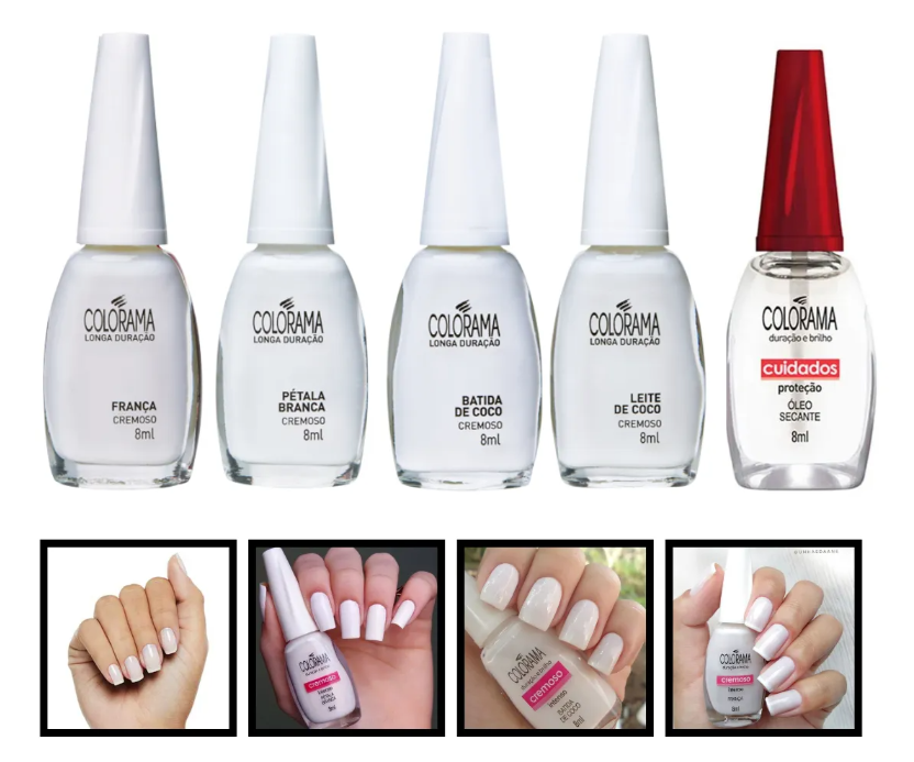 Kit Esmaltes Colorama Francesinha Tons Branco E Oleo Secante