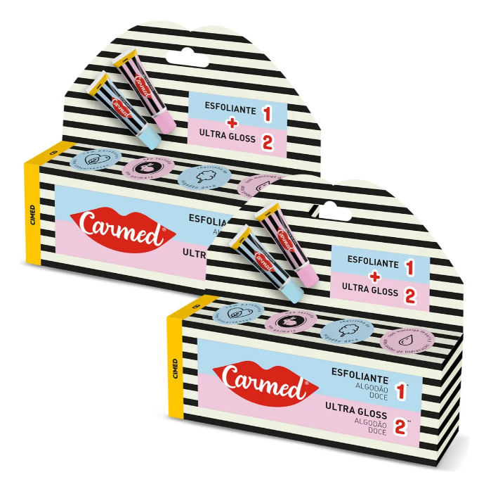 Kit 2 Carmed Sos Algodão Doce Esfoliante 10g/Ultra Gloss 10g