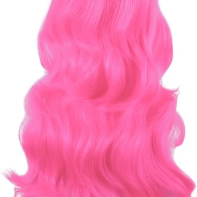 Peruca 70 cm Fibra Alta Temperatura Franja Longa Pink
