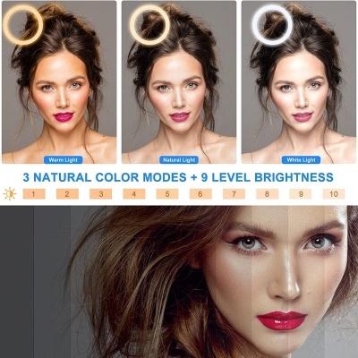 Ring&#x20;Light&#x20;Anel&#x20;de&#x20;Luz&#x20;LED&#x20;de&#x20;10&#x20;Polegadas&#x20;com&#x20;21&#x20;Cores