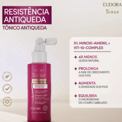 Combo Siàge Dermo Hair Resistência Antiqueda Eudora 4 Itens