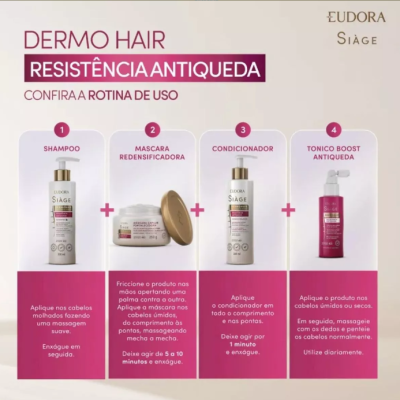 Combo Siàge Dermo Hair Resistência Antiqueda Eudora 4 Itens