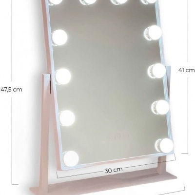 Espelho Grande com Luz de 3 Cores e 12 Lâmpadas