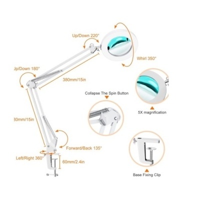 Lupa  Led  Regulação Escalonada 3 Modos de Cor