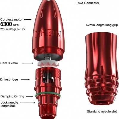 Pen Tattoo Profissional RCA Revestido Liga de Alumínio