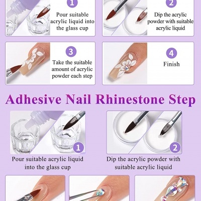 Kit Profissional de Unhas Acrílicas com Branco Rosa e Transparente