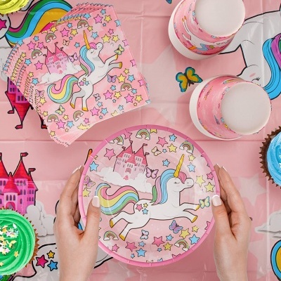 Kit Descartáveis Unicórnio 82 Peças Festa de Aniversário