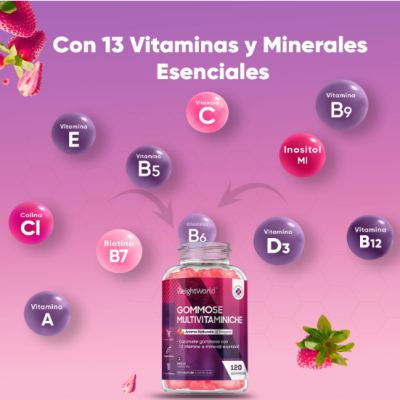 Gomas Multivitamínicas e Minerais 120 Gomas Sabor Morango