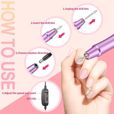 Broca&#x20;Profissional&#x20;Manicure&#x20;Pedicure&#x20;&#x2B;&#x20;Acess&#x00F3;rios&#x20;Roxo