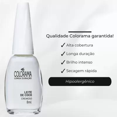 Kit 3 Unid - Esmalte Colorama Leite De Coco Cremoso Branco