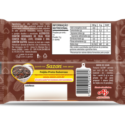 Tempero Em Pó SAZÓN® Para Feijão 60G - 12 saquetas