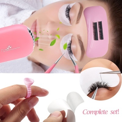 Kit de Extensão de Pestanas Pink ou Preto com Vários Acessórios