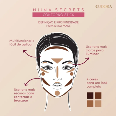 Contorno Facial Niina Secrets Stick Multifuncional Eudora Contorno Facial Niina Secrets Stick Multifuncional Eudora