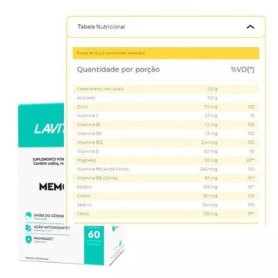 Vitamina&#x20;Lavitan&#x20;Mem&#x00F3;ria&#x20;60&#x20;Comprimidos
