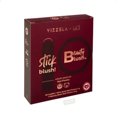Kit&#x20;Vizzela&#x20;La&#x27;s&#x20;Clothing&#x20;Red&#x20;Mocha&#x3A;&#x20;Blush&#x20;Stick&#x20;E&#x20;Compacto