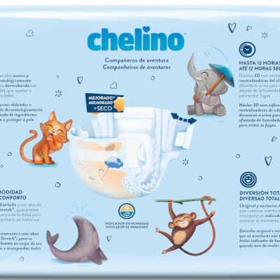 Fralda Chelino Infantil Tamanho 3 (4-10 kg), 36 unidades
