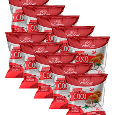 Kit 10 - Biscoito Amendoim ou Coco  Whey Protein Wheyviv Fit- 45g
