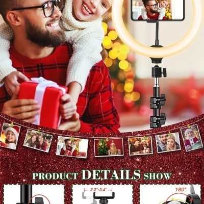 Ring Light Controlo Remoto Altura Total de 1,8 m Luz LED