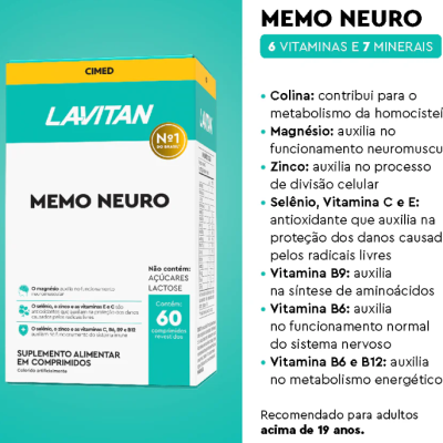 Suplemento&#x20;Memo&#x20;Neuro&#x20;60&#x20;Comprimidos&#x20;Revestidos&#x20;Lavitan