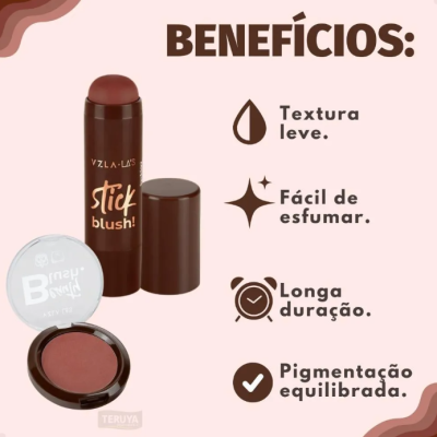 Kit Vizzela La's Clothing Red Mocha: Blush Stick E Compacto Kit Vizzela La's Clothing Red Mocha: Blush Stick E Compacto