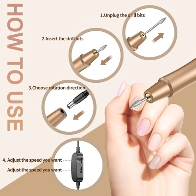 Broca&#x20;Profissional&#x20;Manicure&#x20;Pedicure&#x20;&#x2B;&#x20;Acess&#x00F3;rios&#x20;Dourado