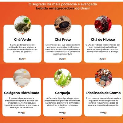 Diurie Fit Black Queima Gordura Rápido Sabor Laranja