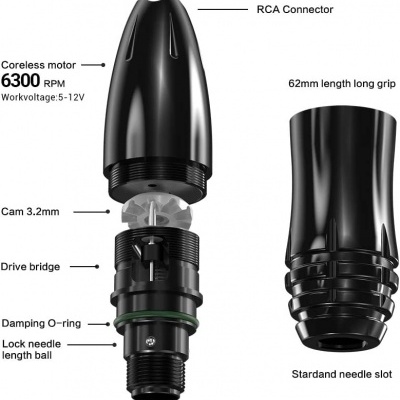 Pen&#x20;Tattoo&#x20;Profissional&#x20;RCA&#x20;Revestido&#x20;Liga&#x20;de&#x20;Alum&#x00ED;nio