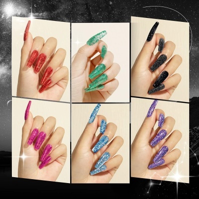 kit Vernizes em Gel 10Un Brilho Vermelho Preto Verde Azul Prata Rosa