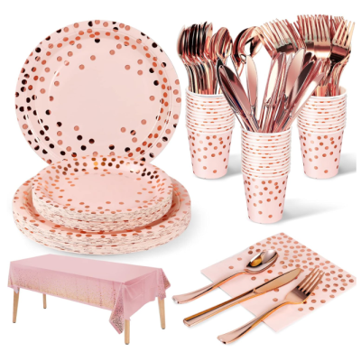 Kit&#x20;de&#x20;Festa,&#x20;141&#x20;Pe&#x00E7;as&#x20;Reutiliz&#x00E1;vel&#x20;Azul&#x20;Marinho&#x20;Pontos&#x20;Dourados