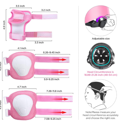 Capacete Ajustáveis Joelheiras e Cotoveleiras para Skate Bicicleta Patinete