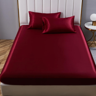 Conjunto de Cama - Lençóis de Cetim de 4 Peças Vinho Tinto - Tamanhos Variados ✅PRONTA ENTREGA