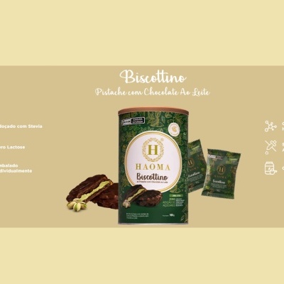 Haoma Biscottino Pistache com Chocolate ao Leite | Linha Stevia