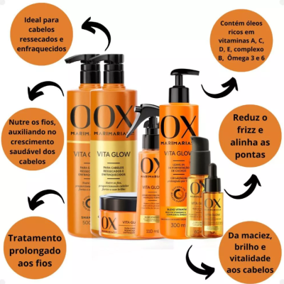 Kit Ox Mari Maria Hair Vita Glow Defrizante Com 7 Kit Ox Mari Maria Hair Vita Glow Defrizante Com 7