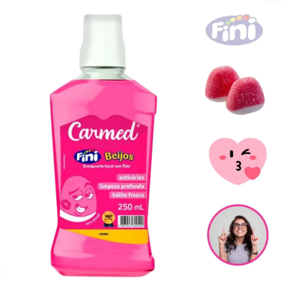 Enxaguante Bucal Carmed Fini Beijos 250ml Anticáries ✅PRONTA ENTREGA